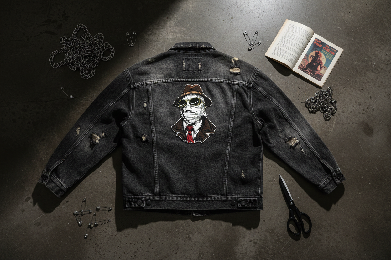 DIY Gothic Punk Denim Upcycle with Vampire Back Patch