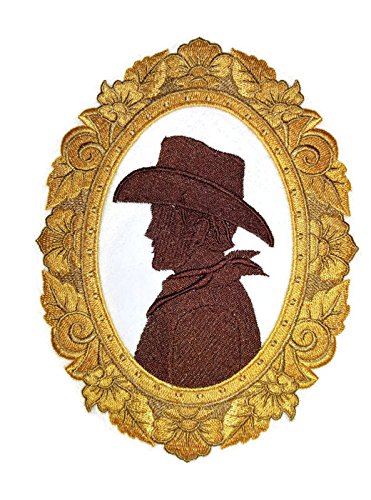 Custom and Unique Cowboy Gear [Cowboy Cameo ] Embroidered Iron on/Sew Patch (7.58" x 5.87") [Made in USA]