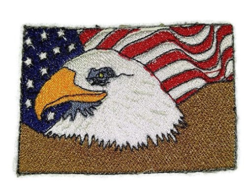 God Bless America Custom and Unique Patriotic Patches [American Flag with Eagle ] Embroidered Iron on/Sew Patch (3.75" x 3")] [Made in USA]