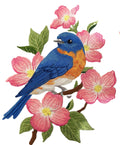 Beyond Vision Bird Bluebird in Blooms Embroidery / (6.9" x 8.65") embroidered iron-on patch