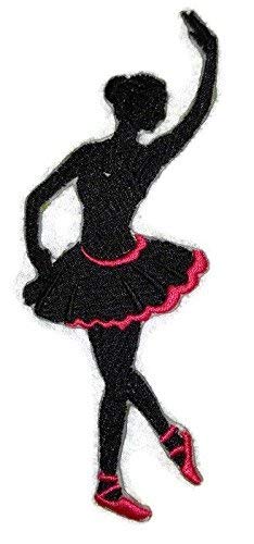 Parche bordado personalizado y único "Let's Dance" [Silueta de ballet] para planchar o coser [5.5" x 2.2"] [Hecho en EE. UU.]