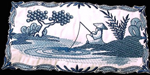 BeyondVision Custom and Unique Shades of Blue [ Let's Go Fishing] Embroidered Iron on/Sew Patch (6.82" x 3.41") [Made in USA]