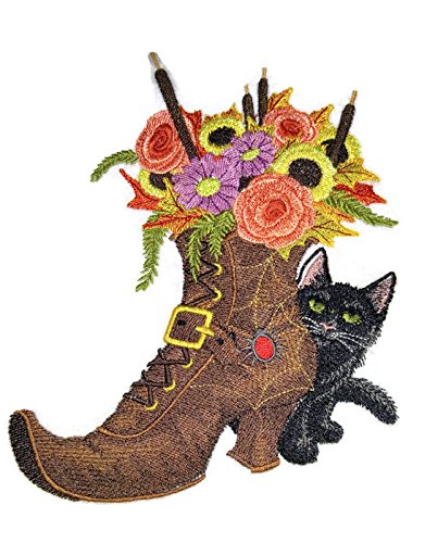 Custom and Unique Happy Halloween [ Halloween Boot Bouquet ] Embroidered Iron on/Sew Patch (7.18" x 5.87") [Made in USA]