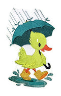 Nature Weaved in Threads, Rainy Day Duck [] / (4" x 4") [] embroidered iron-on patch