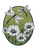 Spring Dragonfly Oval (5.5" x 4.75") embroidered iron-on patch