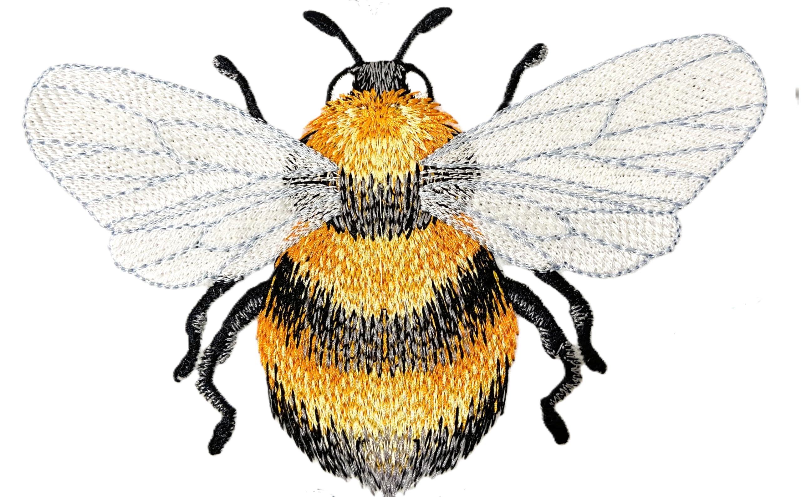 Custom Beautiful Buzzing with Texture Honeybee Embroidered Iron on/Sew Patch (6.86" x 4.58")