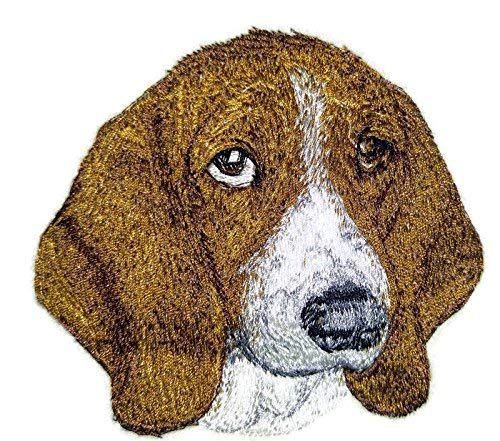 Parche bordado termoadhesivo con caras de perro increíbles [cara de perro Basset Hound] [9,5 cm x 10 cm] [Hecho en EE. UU.]