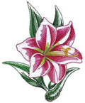 Sketched Amaryllis Single (4.5" x 5") embroidered iron-on patch