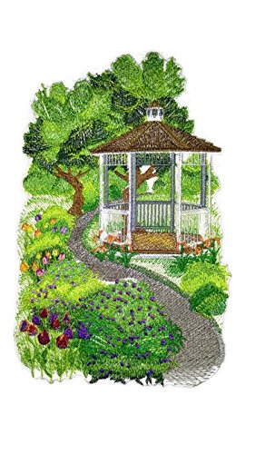 Custom and Unique Gazebo Garden Scene Embroidered Iron on/Sew Patch (8.26" x 5.83") [Made in USA]