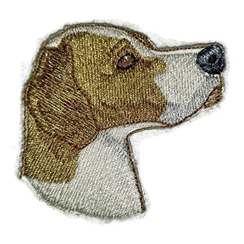 Impresionante parche bordado termoadhesivo [Cara de Perro Pointer] [10 x 7,6 cm] [Hecho en EE. UU.]