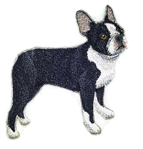 Amazing Custom Dog Portraits [Boston Terrier] Embroidery Iron On/Sew Patch (4.5" x 4.5")[Made in USA]