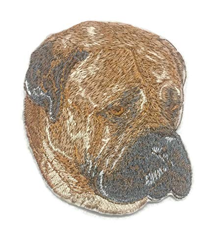 Impresionantes retratos de caras de perro personalizados [Bullmastiff] Parche bordado termoadhesivo/cosido personalizado y único [3,5" x 4"] [Hecho en EE. UU.]