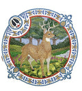 Nature Weaved in Threads, Animal Kingdom [White Tailed Buck Shield ] [] / (7" x 7") [] embroidered iron-on patch