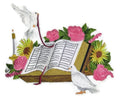 Bible and Doves / (7.81" x 7.09") [] embroidered iron-on patch