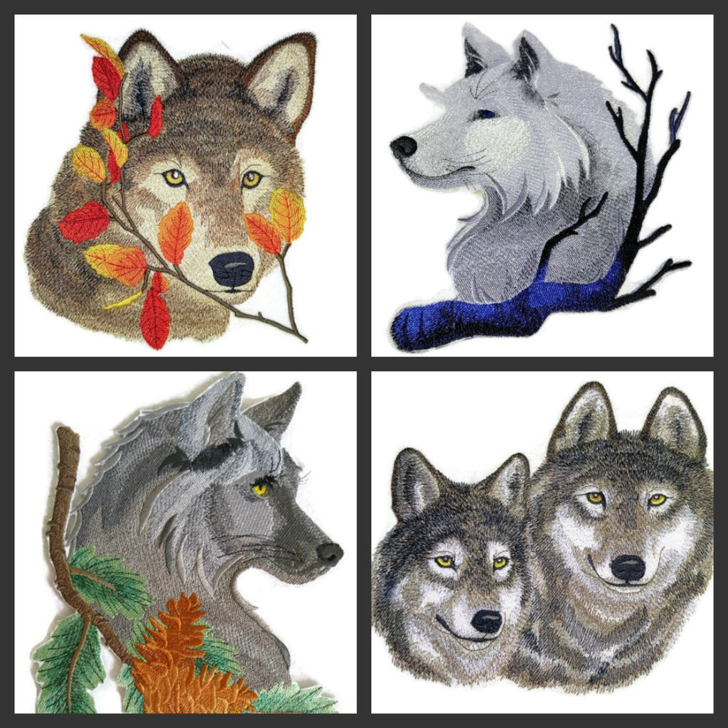Naturaleza tejida en hilos, Amazing Animal Kingdom [Lobo en hojas de otoño] [Personalizado y único] Parche bordado para planchar o coser [6.89" * 7.8"] [Hecho en EE. UU.]