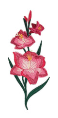 Bloom Gladiolus (2.6" x 6.7") embroidered iron-on patch