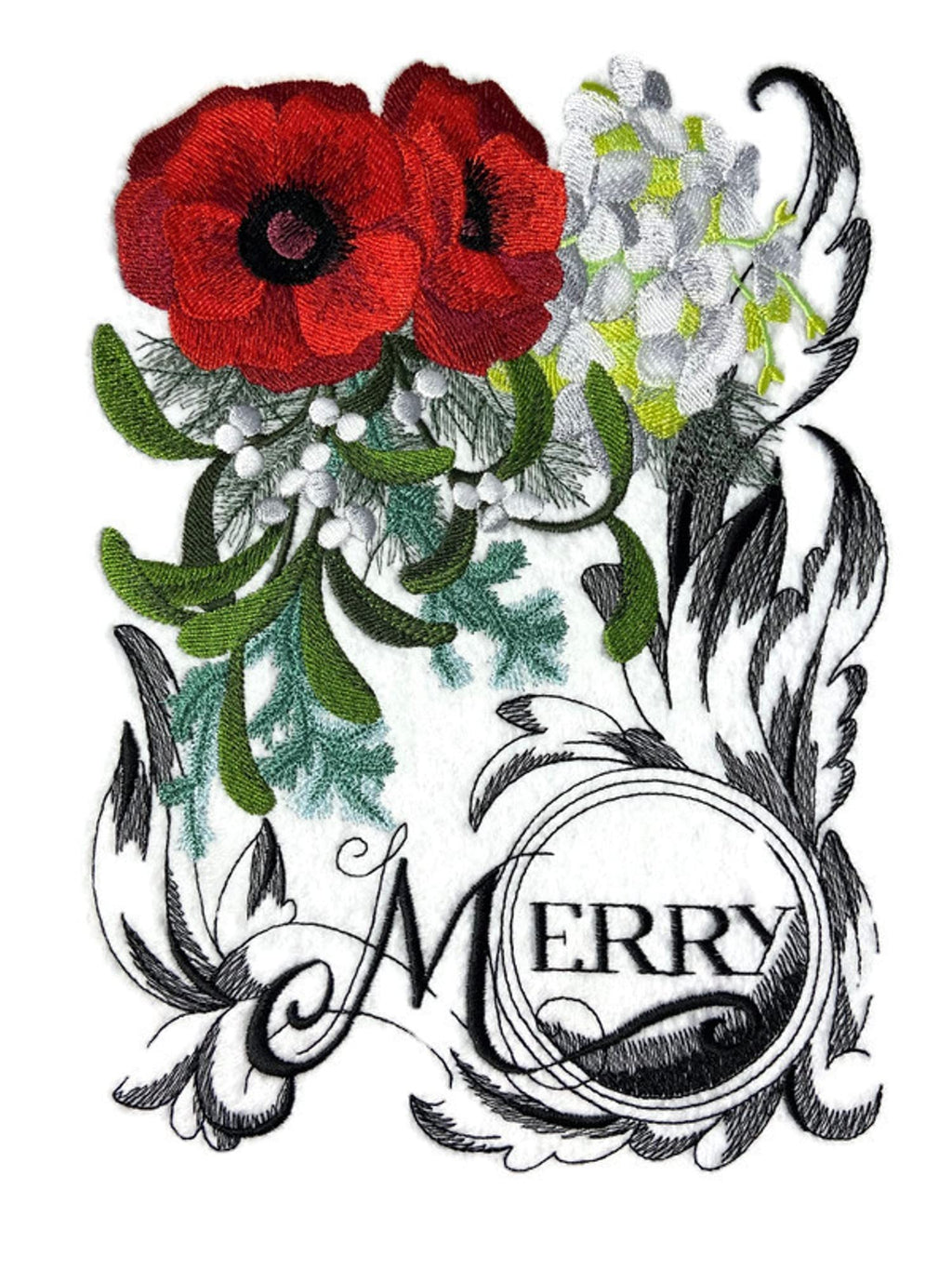 Beyond Vision Merry Christmas [Christmas Boutique - Merry Poppies ] Embroidered Iron on/Sew Patch (6.9" x 9.53") [Made in USA]