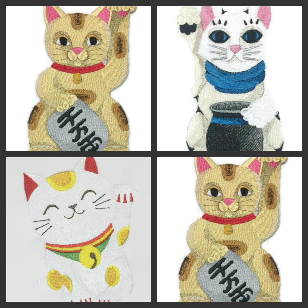 Amazing Custom [Lucky Cat & Welcome] [ Japanese Culture and Tradition] Embroidered Iron On/Sew Patch (4.2" x 6.84") [Made in USA]