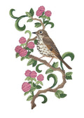 Beyond Vision BirdVermont Hermit Thrush and Red Clover Medley Embroidery / (5.75" x 9.4") embroidered iron-on patch