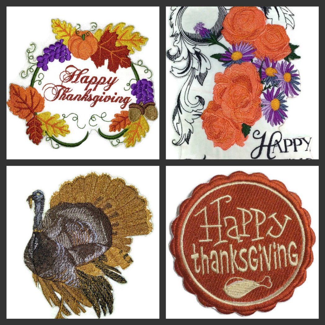 Custom and Unique Happy Thanksgiving [ Happy Thanksgiving Stamp] Embroidered Iron on/Sew Patch (3.86" x 3.85") [Made in USA]