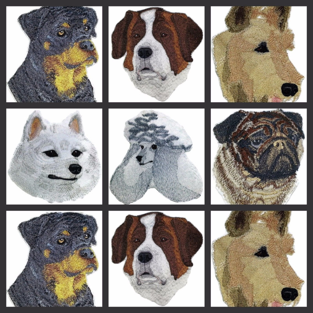 Impresionante parche bordado termoadhesivo/cosido de cara de perro Rottweiler personalizado [5,5" x 4"][Hecho en EE. UU.]
