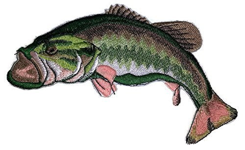 Nature's Bounty Beautiful Custom Fish Portraits [ Bass Fish] Embroidered Iron On/Sew Patch (7" x 3") Made in USA]