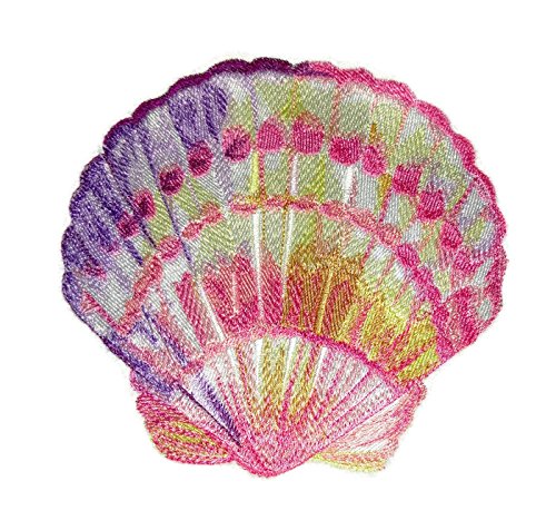 Ocean Calling Custom and Unique Sea Shell [ Scallop Shell in Watercolor ] Embroidered Iron On/Sew Patch (6" x 5.85") Made in USA