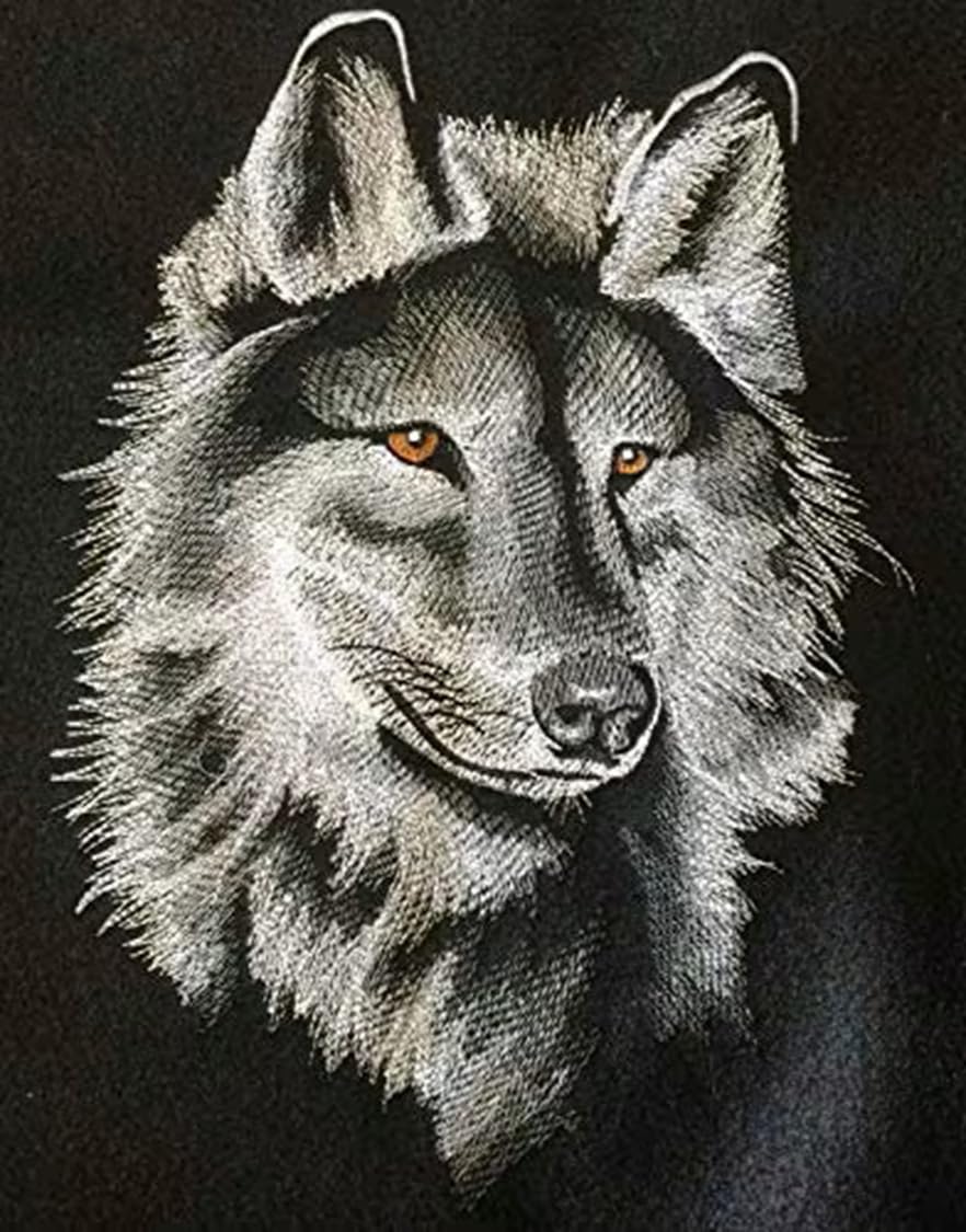 Nature Weaved in Threads, Amazing Animal Kingdom [Majestic Wolf] [Custom and Unique] Embroidered Iron on/Sew Patch (6.9" x 9.52")
