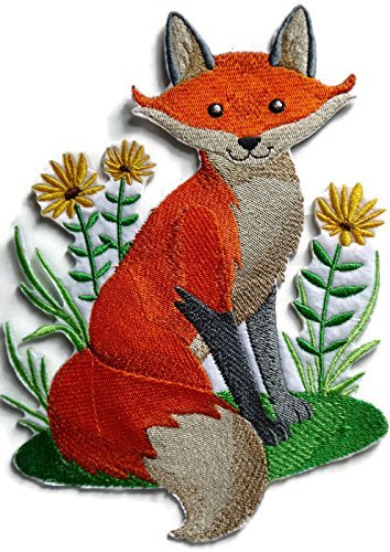 BeyondVision Nature Weaved in Threads, Amazing Animal Kingdom [Fox with Flowers] [Custom and Unique] Embroidered Iron on/Sew Patch (7.7" x 6") [Made in USA]