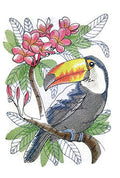Tropical Toucan Sketch (9.59" x 6.9") embroidered iron-on patch