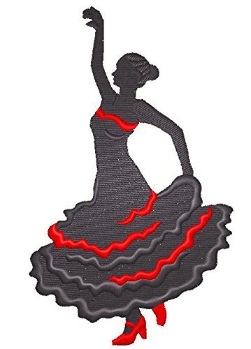 BeyondVision Let's Dance Custom and Unique Embroidered [Flamenco Silhouette Right Posture] Embroidered Iron on/Sew Patch (5.3" x 3.24") [Made in USA]