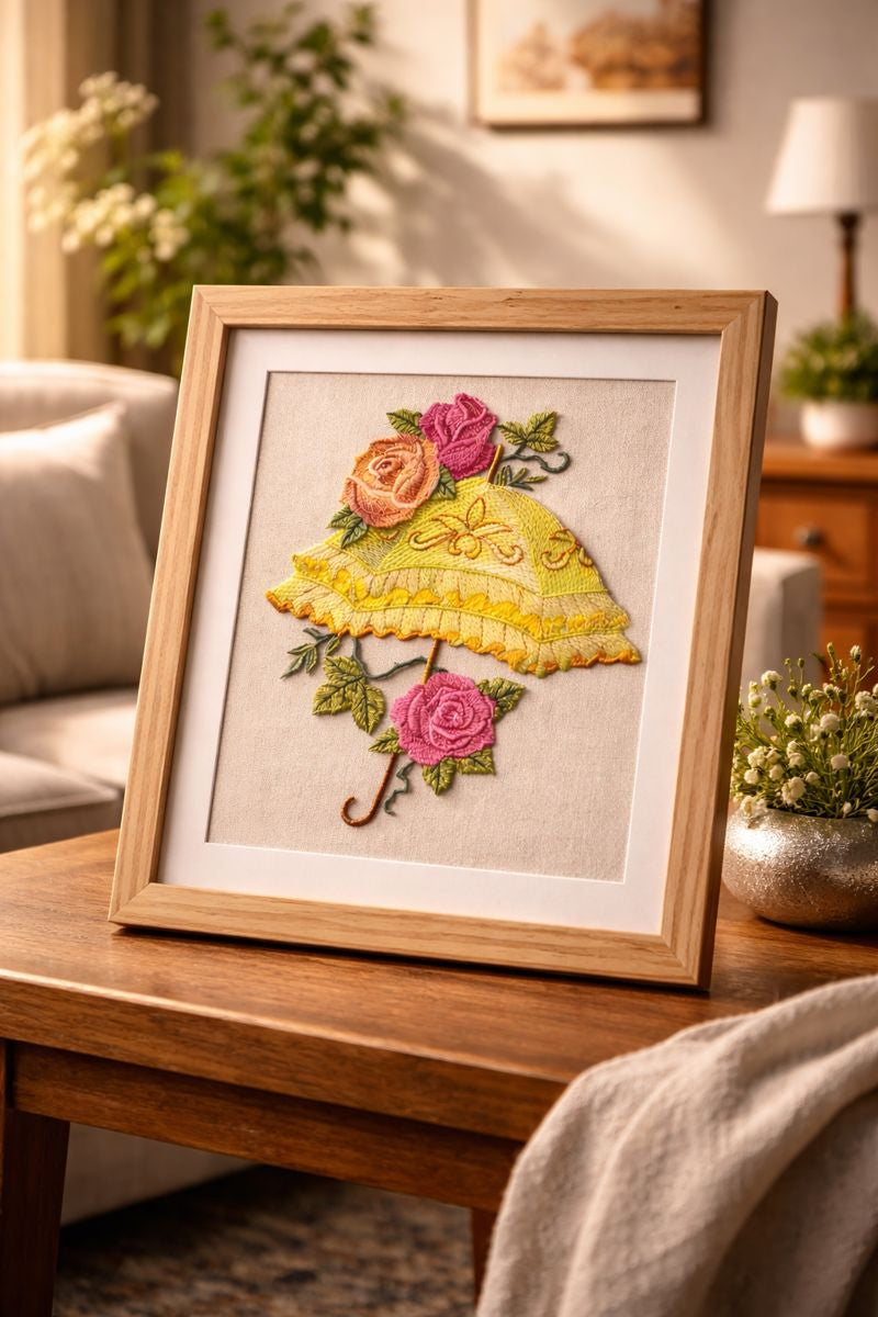 Victorian Parasol with Roses Embroidered Patch 6.47” x 7.8” – Iron On or Sew On Beyond Vision