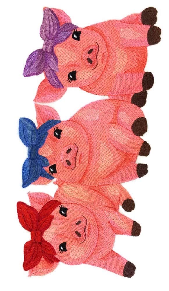 Nature Weaved in Threads, Amazing Baby Animal Kingdom [ Sweet Piglet Trio ][Custom and Unique] Embroidered Iron on/Sew Patch (10.99" x 5.64")
