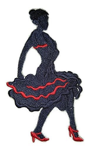 BeyondVision Let's Dance Custom and Unique Embroidered [Flamenco Silhouette Left Posture] Embroidered Iron on/Sew Patch (5.53" x 4.11") [Made in USA]