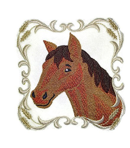 BeyondVision Custom and Unique Horse Face [Horse Face with Frame ] Embroidered Iron On/Sew Patch (4" x 4.5") Made in USA