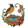 Nature Weaved in Threads, Birds Kingdom [Spring Robin and Nest ] [] / (4.83" x 5") [] embroidered iron-on patch