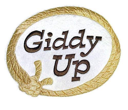 Custom and Unique Cowboy Gear [Giddy-Up Lasso ] Embroidered Iron on/Sew Patch (4" x 3.4") [Made in USA]