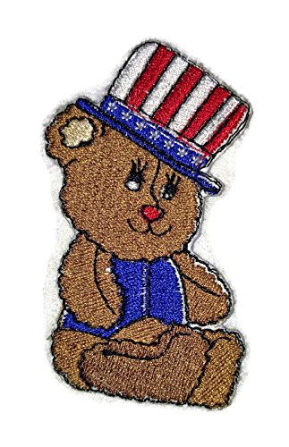 Nature Weaved in Threads, Amazing Bear with Flag Cap [Custom and Unique] Embroidered Iron on/Sew Patch 3.(4" x 2.66") [Made in USA]