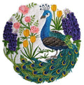 Peacock Scene (6.82" x 5") embroidered iron-on patch