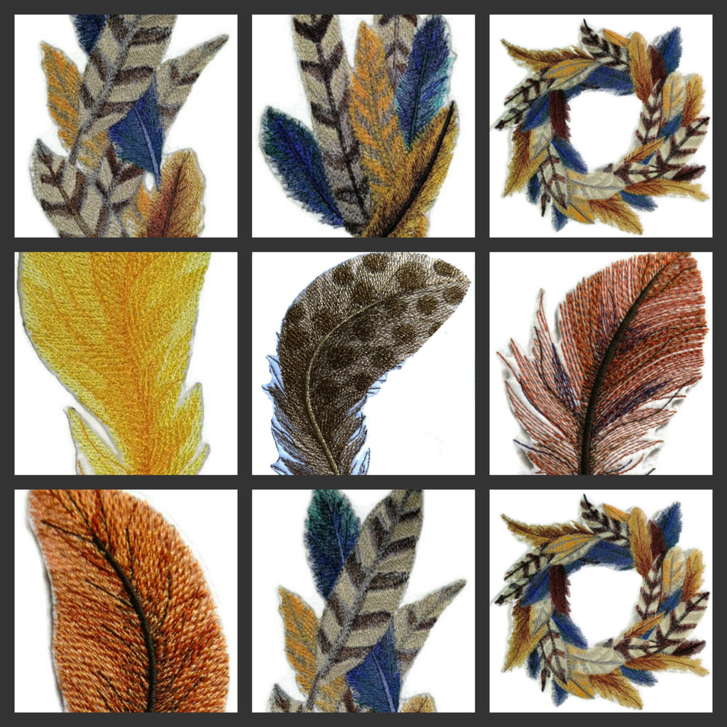 Colección de plumas de fantasía única y personalizada [Corona de plumas] Parche bordado para planchar o coser [19,5 x 19,8 cm] [Hecho en EE. UU.]