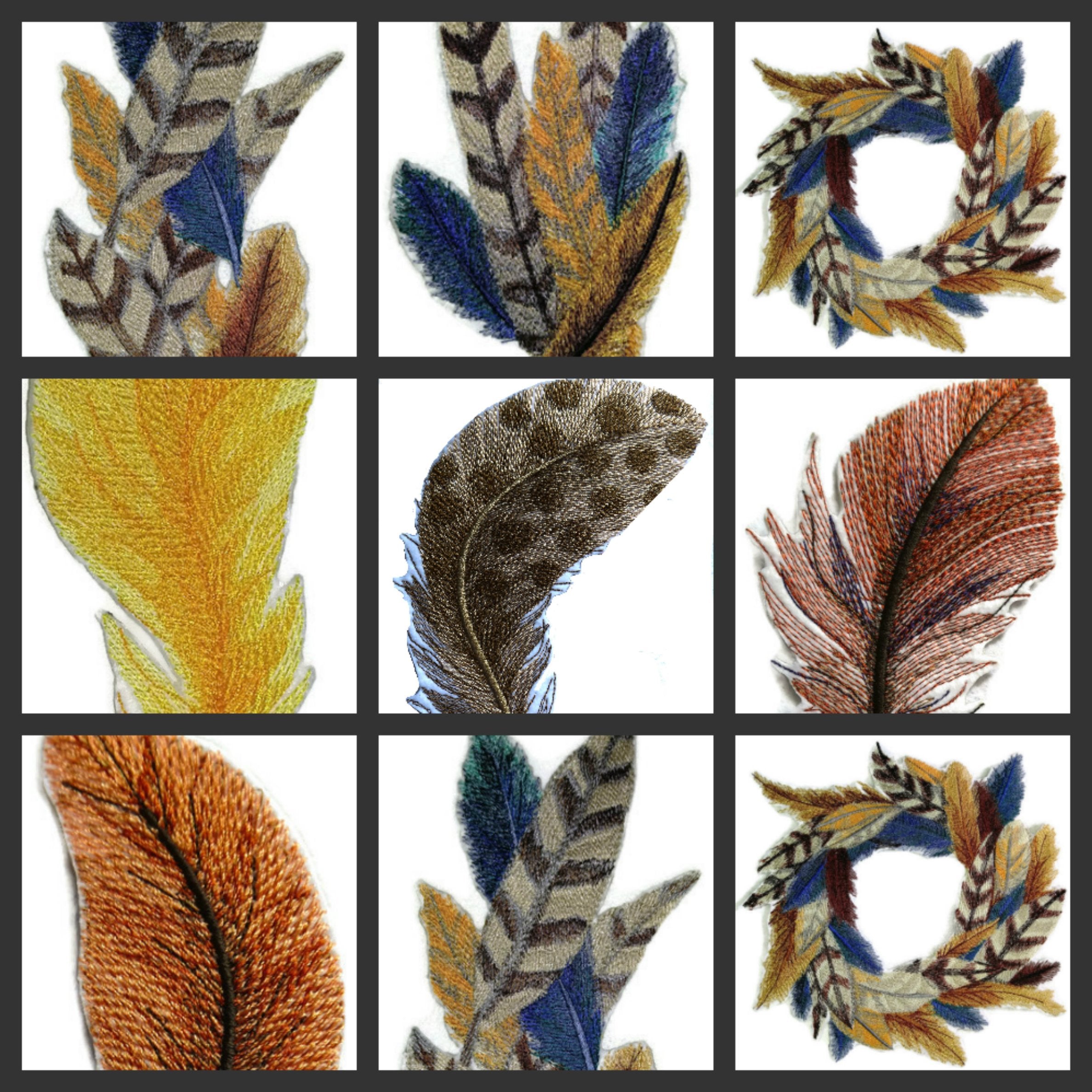 Colección de plumas de fantasía única y personalizada [Corona de plumas] Parche bordado para planchar o coser [19,5 x 19,8 cm] [Hecho en EE. UU.]