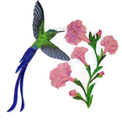 Nature Weaved in Threads, Amazing Birds Kingdom [Longtail Sylph Hummingbirds] [Custom and Unique] Embroidered Iron on/Sew Patch (7.8" x 7.41") [Made in USA]