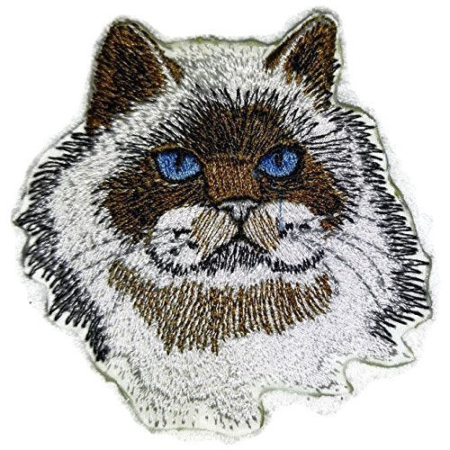 Impresionantes retratos de gatos personalizados [Cara de gato del Himalaya] Parche bordado para planchar o coser [7,6 cm x 7,6 cm] Hecho en EE. UU.
