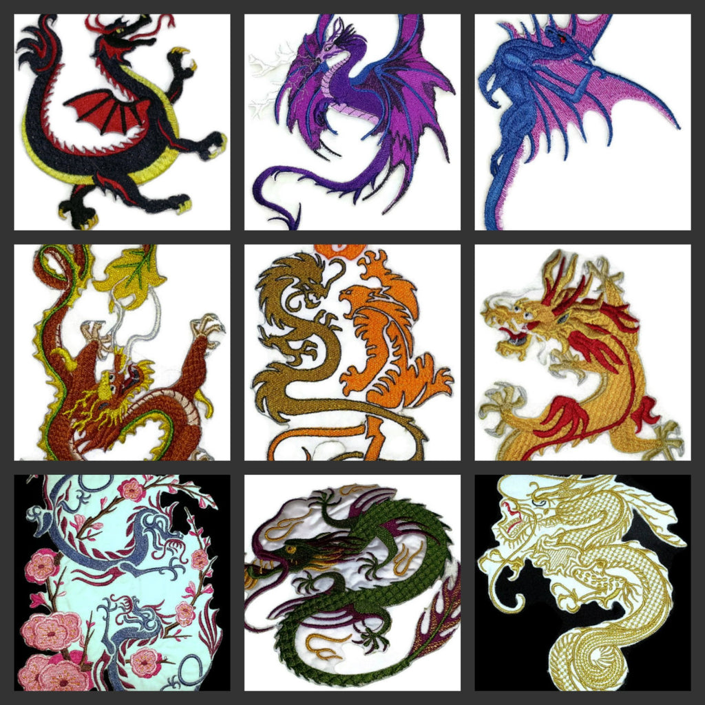 Yellow Dragon Embroidered Patch 6.54" x 4.7" – Premium Iron-On or Sew-On Mythical Emblem, Made in USA