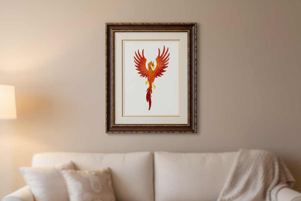 Rising Phoenix Embroidered Patch Large (9.99" x 5.94") in | Iron-On or Sew-On | Mythical Firebird Applique for Jackets, Bags & DIY Fashion