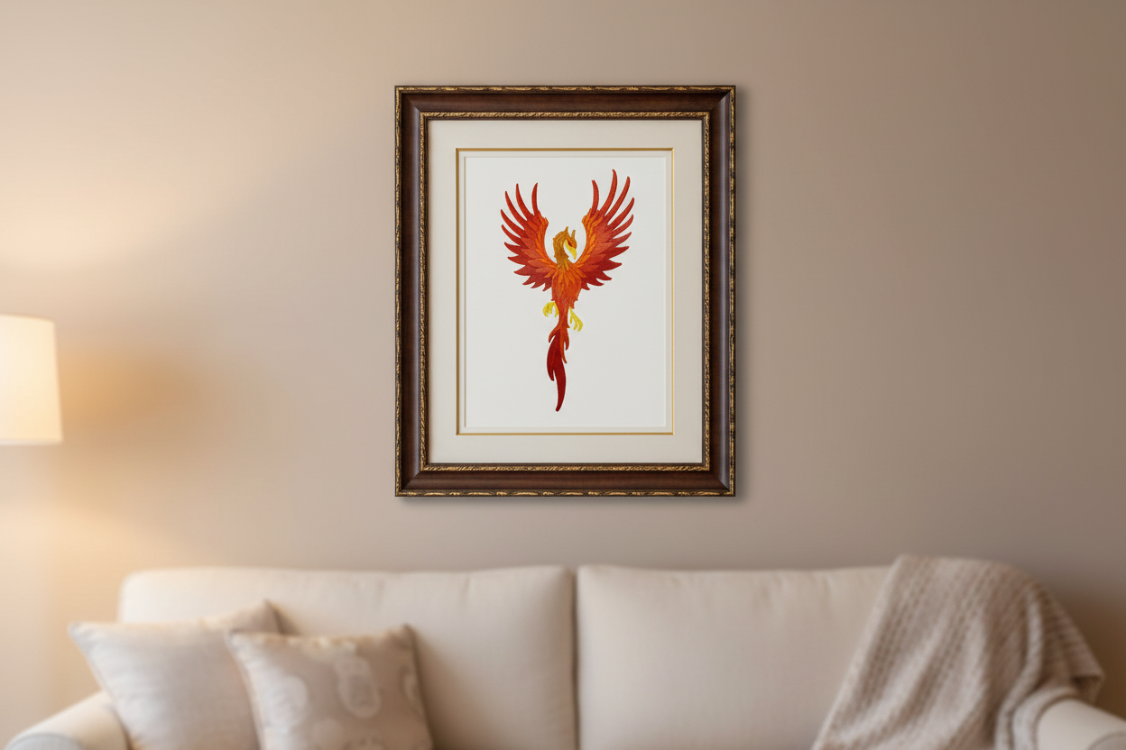 Rising Phoenix Embroidered Patch Large (9.99" x 5.94") in | Iron-On or Sew-On | Mythical Firebird Applique for Jackets, Bags & DIY Fashion