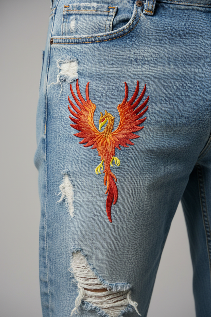 Rising Phoenix Embroidered Patch Large (9.99" x 5.94") in | Iron-On or Sew-On | Mythical Firebird Applique for Jackets, Bags & DIY Fashion