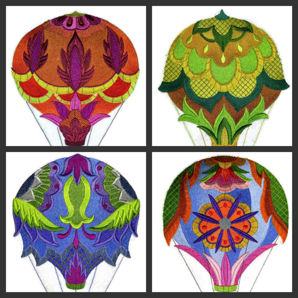 Beautiful Custom Balloon [Carefree Carriage Jacobean Balloon] Embroidered Iron On/Sew Patch (5.86" x 8.34") Made in USA]