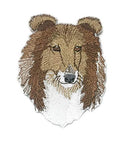 Rough Collie Dog Face (4" x 3") embroidered iron-on patch