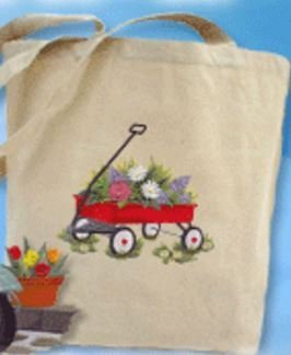 Parche bordado para planchar o coser "Flores de primavera con jarrón" (Carretilla roja con flores), personalizado y único de BeyondVision [5,48" x 4,86"] [Hecho en EE. UU.]